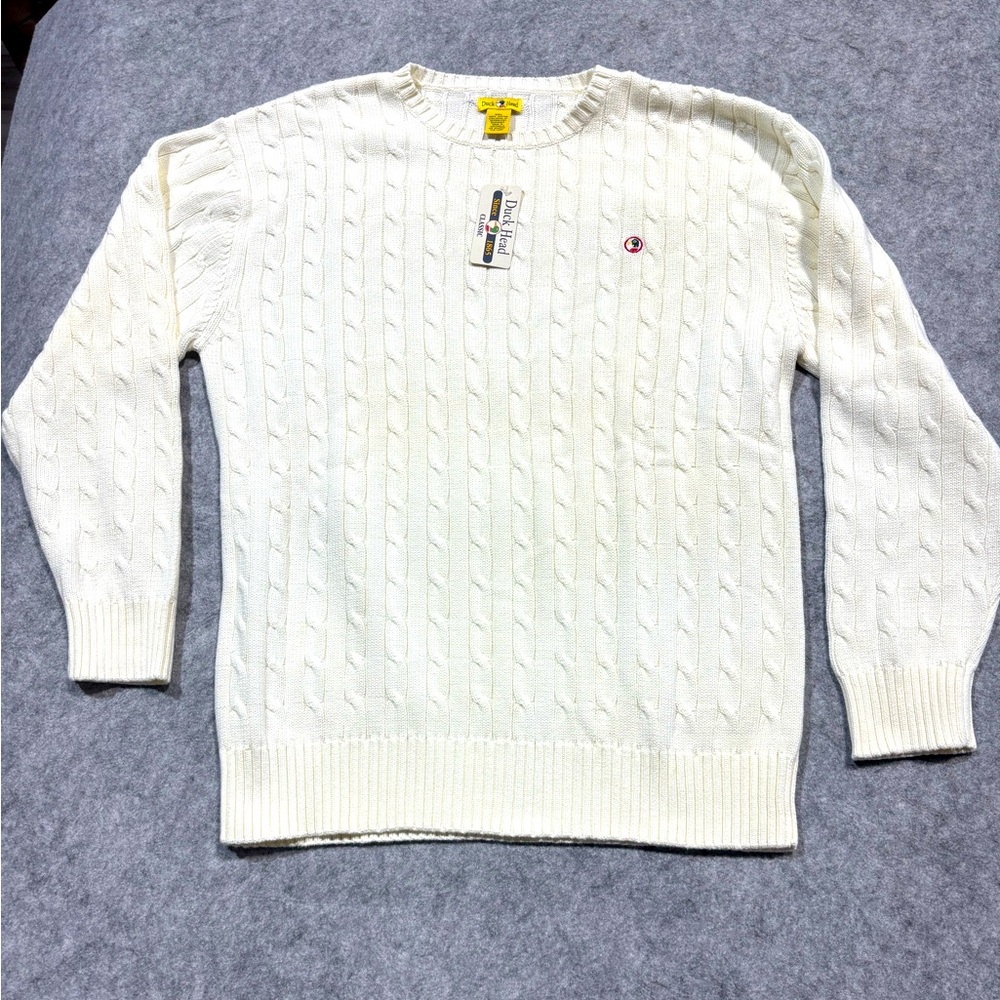 DUCK HEAD White Cable Knit Sweater Pullover Australia Men's Size XXL